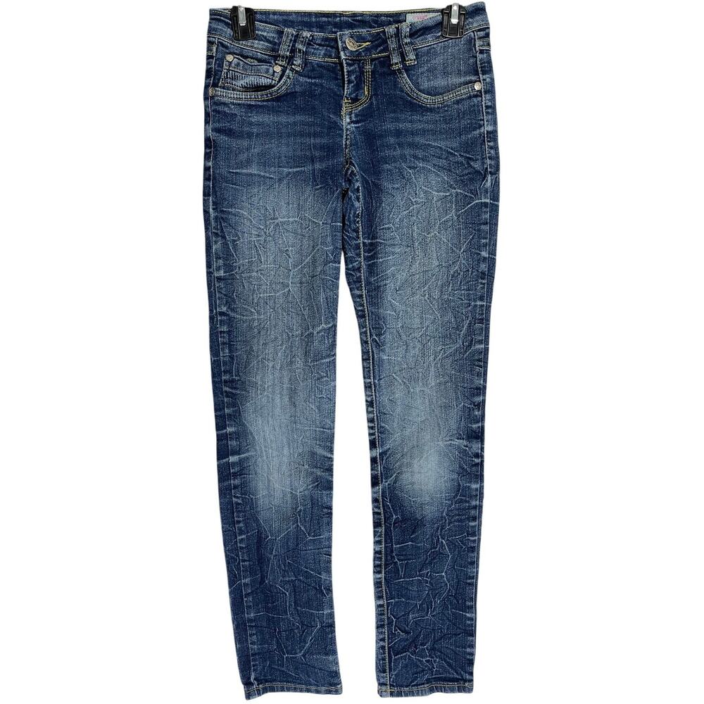 Y2K Crissa Skinny Jeans Junior Size 5 Dark Blue Wash Denim Low Rise Retro Preppy